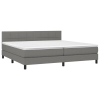 WOWONA Boxspringbett mit Matratze Dunkelgrau 200x200 cm Stoff