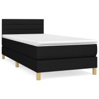 WOWONA Boxspringbett mit Matratze Schwarz 90x200 cm Stoff