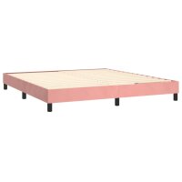 vidaXL Boxspringbett mit Matratze &amp; LED Rosa 180x200 cm Samt