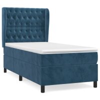 vidaXL Boxspringbett mit Matratze Dunkelblau 90x190 cm Samt