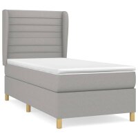 vidaXL Boxspringbett mit Matratze Hellgrau 90x200 cm Stoff