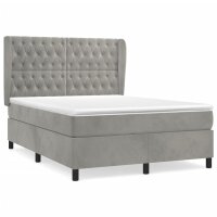 vidaXL Boxspringbett mit Matratze Hellgrau 140x190 cm Samt