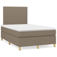 vidaXL Boxspringbett mit Matratze Taupe 120x200 cm Stoff