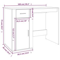 vidaXL Schreibtisch Braun Eichen-Optik 100x49x75 cm Holzwerkstoff