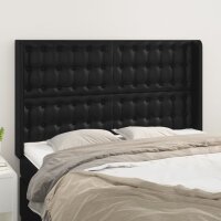 vidaXL Kopfteil mit Ohren Schwarz 147x16x118/128 cm Kunstleder