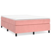 vidaXL Boxspringbett mit Matratze Rosa 140x200 cm Samt