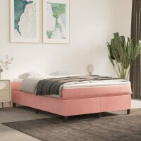 vidaXL Boxspringbett mit Matratze Rosa 140x200 cm Samt