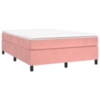 vidaXL Boxspringbett mit Matratze Rosa 140x200 cm Samt