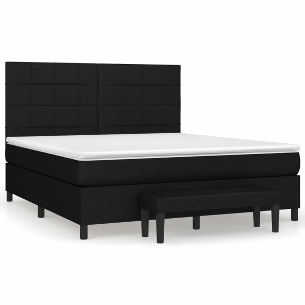 vidaXL Boxspringbett mit Matratze Schwarz 180x200 cm Stoff