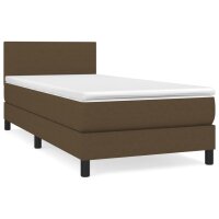 vidaXL Boxspringbett mit Matratze Dunkelbraun 90x200 cm Stoff