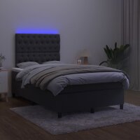 WOWONA Boxspringbett mit Matratze &amp; LED Schwarz 120x200 cm Samt