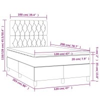 WOWONA Boxspringbett mit Matratze &amp; LED Schwarz 120x200 cm Samt