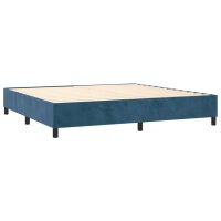 vidaXL Boxspringbett mit Matratze &amp; LED Dunkelblau 200x200 cm Samt