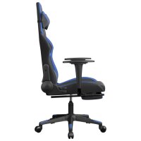 vidaXL Gaming-Stuhl mit Massage &amp; Fu&szlig;st&uuml;tze Schwarz &amp; Blau Kunstleder