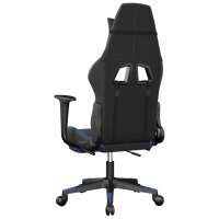 vidaXL Gaming-Stuhl mit Massage &amp; Fu&szlig;st&uuml;tze Schwarz &amp; Blau Kunstleder