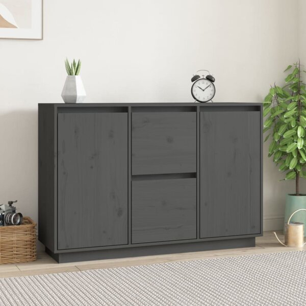 vidaXL Sideboard Grau 111x34x75 cm Massivholz Kiefer