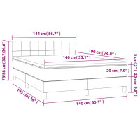 vidaXL Boxspringbett mit Matratze Hellgrau 140x190 cm Stoff