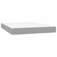 vidaXL Boxspringbett mit Matratze &amp; LED Hellgrau 140x190 cm Stoff