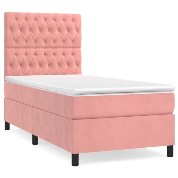 vidaXL Boxspringbett mit Matratze Rosa 90x200 cm Samt