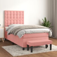 vidaXL Boxspringbett mit Matratze Rosa 90x200 cm Samt