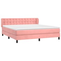 vidaXL Boxspringbett mit Matratze Rosa 180x200 cm Samt