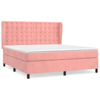 vidaXL Boxspringbett mit Matratze Rosa 180x200 cm Samt