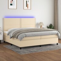 vidaXL Boxspringbett mit Matratze &amp; LED Creme 200x200 cm Stoff