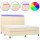 vidaXL Boxspringbett mit Matratze &amp; LED Creme 200x200 cm Stoff