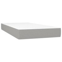 vidaXL Boxspringbett mit Matratze &amp; LED Hellgrau 90x200 cm Stoff