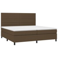 vidaXL Boxspringbett mit Matratze &amp; LED Dunkelbraun 200x200 cm Stoff