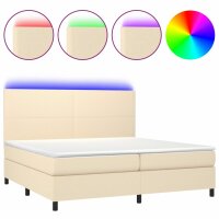 vidaXL Boxspringbett mit Matratze &amp; LED Creme 200x200 cm Stoff