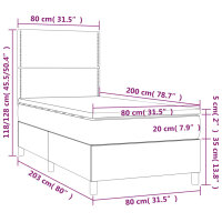 vidaXL Boxspringbett mit Matratze &amp; LED Dunkelbraun 80x200 cm Stoff