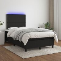 vidaXL Boxspringbett mit Matratze &amp; LED Schwarz 120x200 cm Stoff