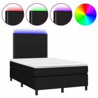 vidaXL Boxspringbett mit Matratze &amp; LED Schwarz 120x200 cm Stoff