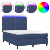 vidaXL Boxspringbett mit Matratze &amp; LED Blau 140x190 cm Stoff