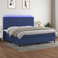 vidaXL Boxspringbett mit Matratze &amp; LED Blau 200x200 cm Stoff