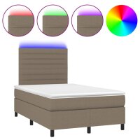 vidaXL Boxspringbett mit Matratze &amp; LED Taupe 120x200 cm Stoff