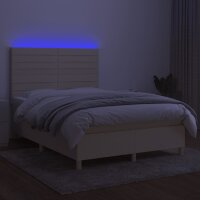 vidaXL Boxspringbett mit Matratze &amp; LED Creme 140x190 cm Stoff