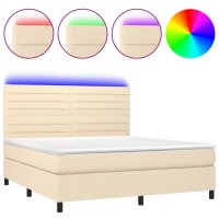 vidaXL Boxspringbett mit Matratze &amp; LED Creme 160x200 cm Stoff