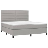 vidaXL Boxspringbett mit Matratze &amp; LED Hellgrau 180x200 cm Stoff