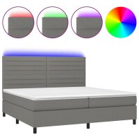 vidaXL Boxspringbett mit Matratze &amp; LED Dunkelgrau 200x200 cm Stoff