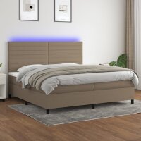 WOWONA Boxspringbett mit Matratze &amp; LED Taupe 200x200 cm Stoff