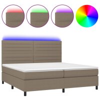 WOWONA Boxspringbett mit Matratze &amp; LED Taupe 200x200 cm Stoff