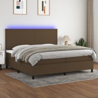 vidaXL Boxspringbett mit Matratze &amp; LED Dunkelbraun 200x200 cm Stoff