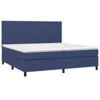 WOWONA Boxspringbett mit Matratze &amp; LED Blau 200x200 cm Stoff