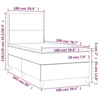 vidaXL Boxspringbett mit Matratze &amp; LED Dunkelbraun 100x200 cm Stoff