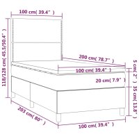 vidaXL Boxspringbett mit Matratze &amp; LED Blau 100x200 cm Stoff