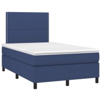 vidaXL Boxspringbett mit Matratze &amp; LED Blau 120x200 cm Stoff