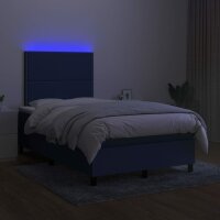 vidaXL Boxspringbett mit Matratze &amp; LED Blau 120x200 cm Stoff