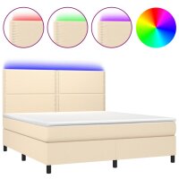 vidaXL Boxspringbett mit Matratze &amp; LED Creme 180x200 cm Stoff